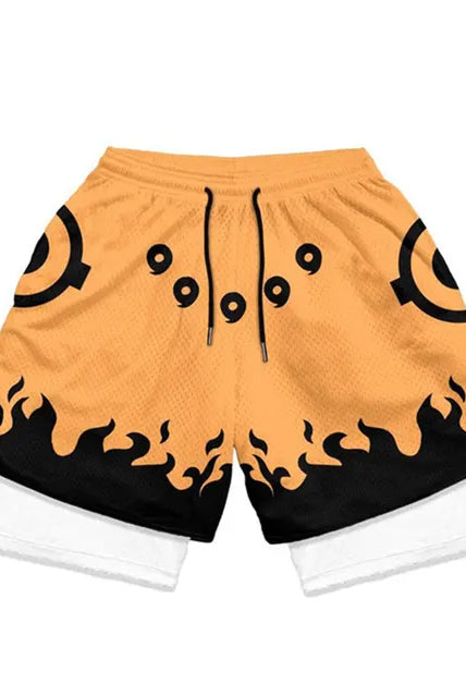 ichiverse naruto compression shorts orange anime manga gym