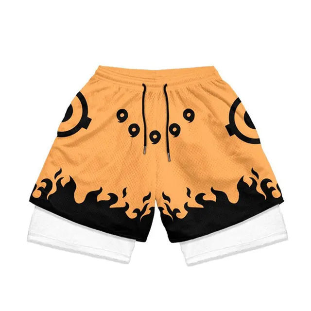ichiverse naruto compression shorts orange anime manga gym