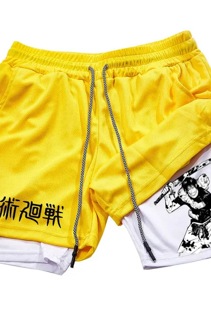 ichiverse jujutsu kaisen anime manga toji compression shorts gym yellow
