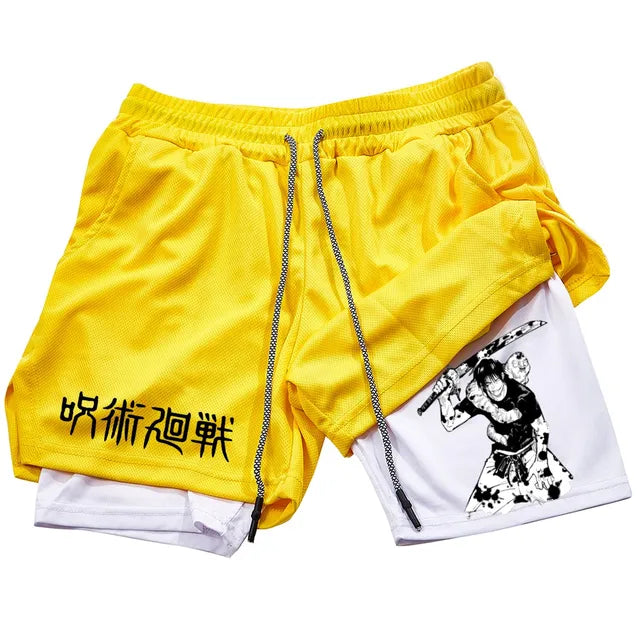 ichiverse jujutsu kaisen anime manga toji compression shorts gym yellow