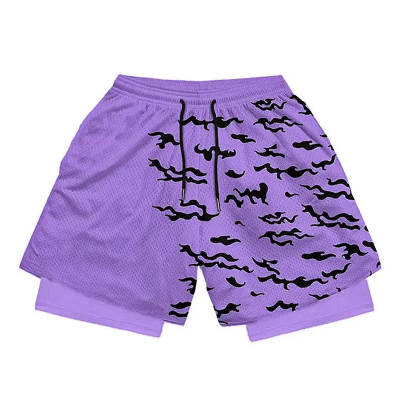 ichiverse naruto sasuke uchiha copression shorts anime manga gym purple black