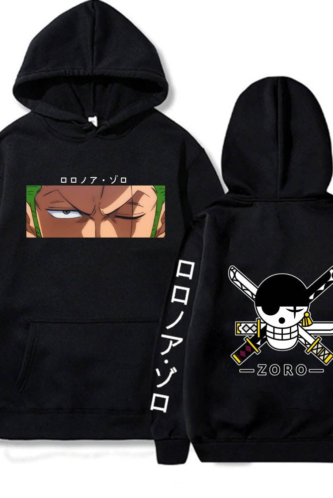 ichiverse one piece zoro hoodie anime manga black