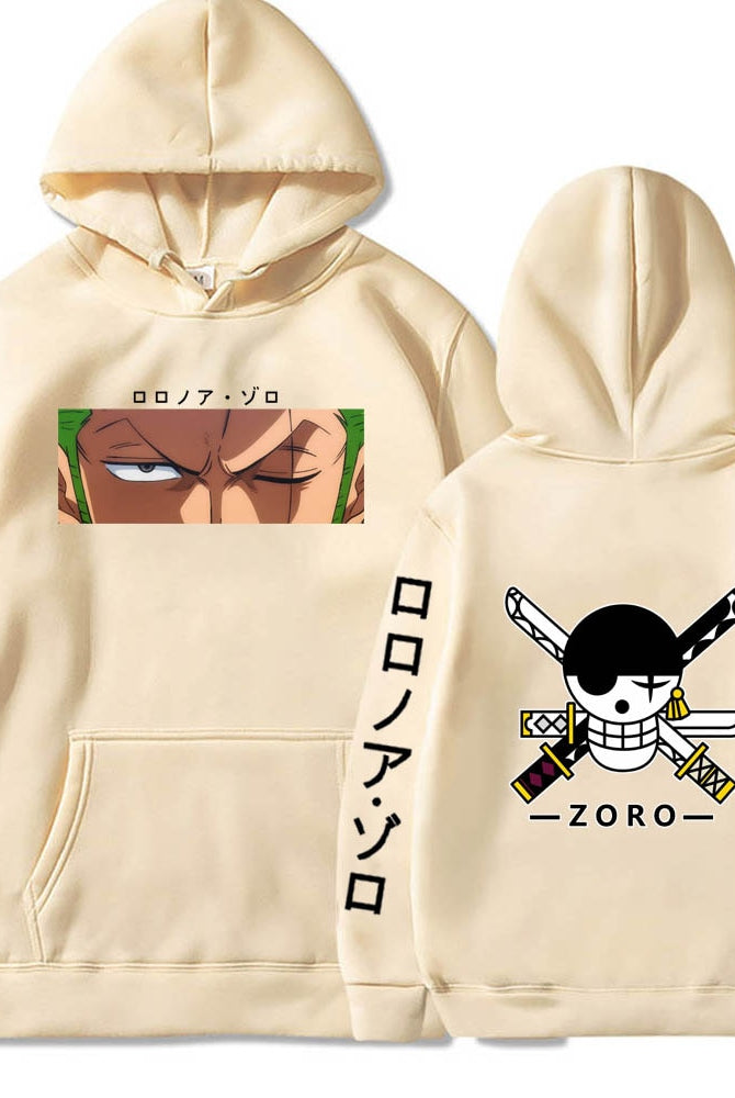 ichiverse one piece zoro hoodie anime manga cream