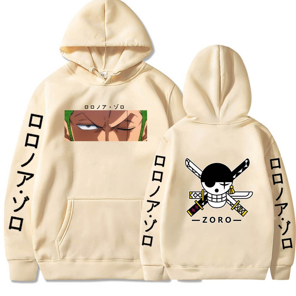 ichiverse one piece zoro hoodie anime manga cream