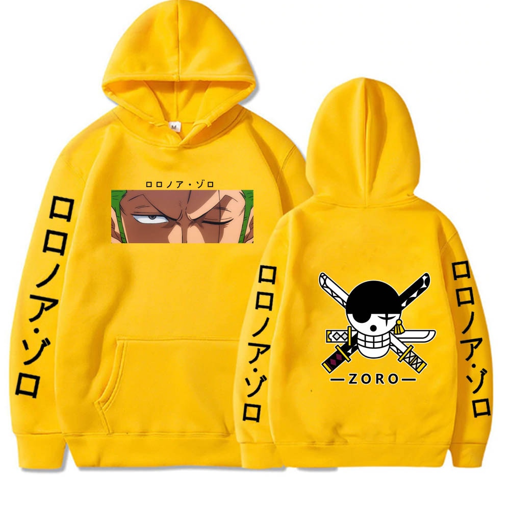 ichiverse one piece zoro hoodie anime manga yellow