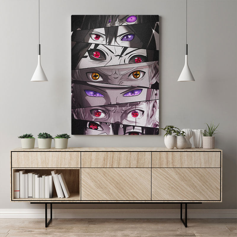 Naruto Shippuden | Affiche des yeux | Peinture sur toile sans cadre