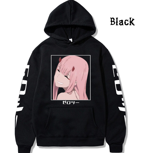 Querida en el FranXX | Sudadera con capucha extragrande Zero-Two | Hombres/Mujeres