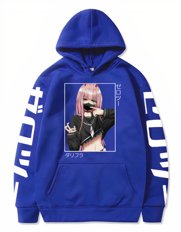 Chéri dans le FranXX | Sweat à capuche surdimensionné Zero-Two Kawaii | Hommes/Femmes