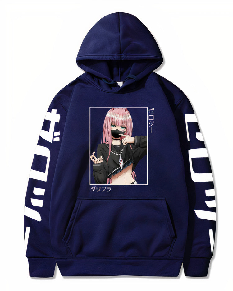 Querida en el FranXX | Sudadera con capucha de gran tamaño Zero-Two Kawaii | Hombres/Mujeres