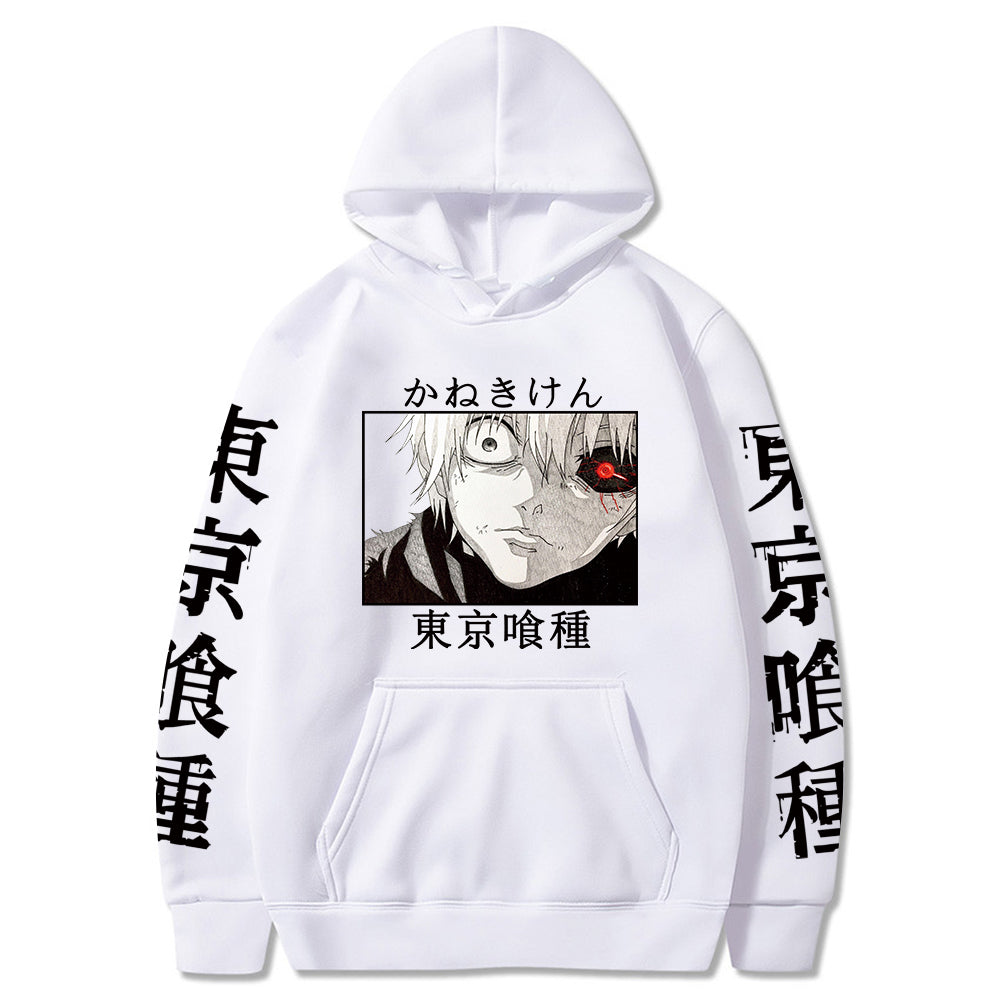Anime masculino tóquio ghoul hoodies homem mulher boca ken kaneki